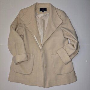Macintosh New England women's cream-colored wool blend pea coat.